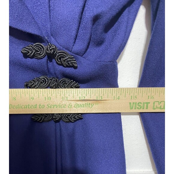 Vintage Expo Dress Womens 4 Blue Long Line Plush Collar Toggle Made USA 80s - Picture 8 of 11